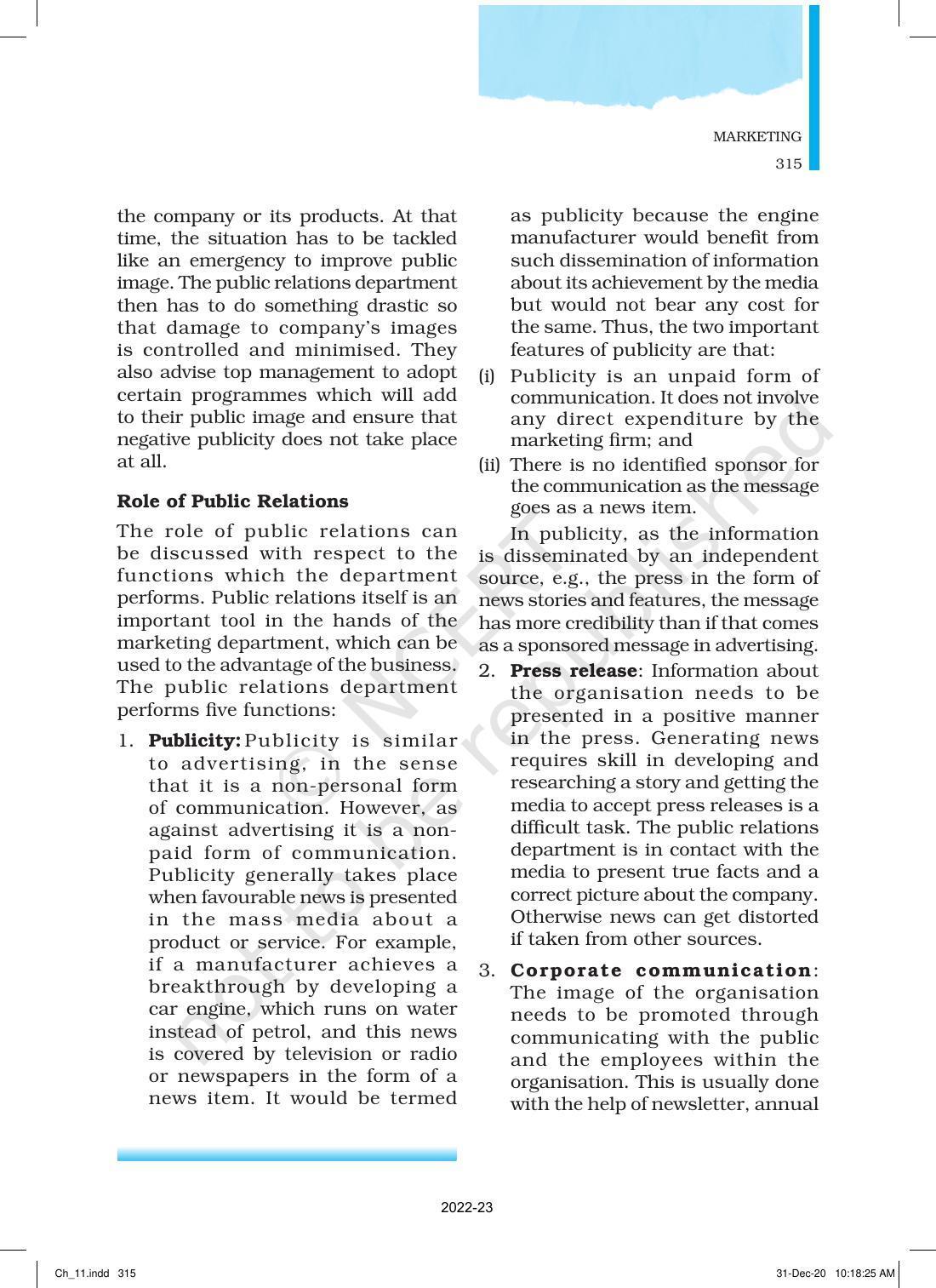 NCERT Book for Class 12 Business Studies Chapter 11 Marketing - Page 40