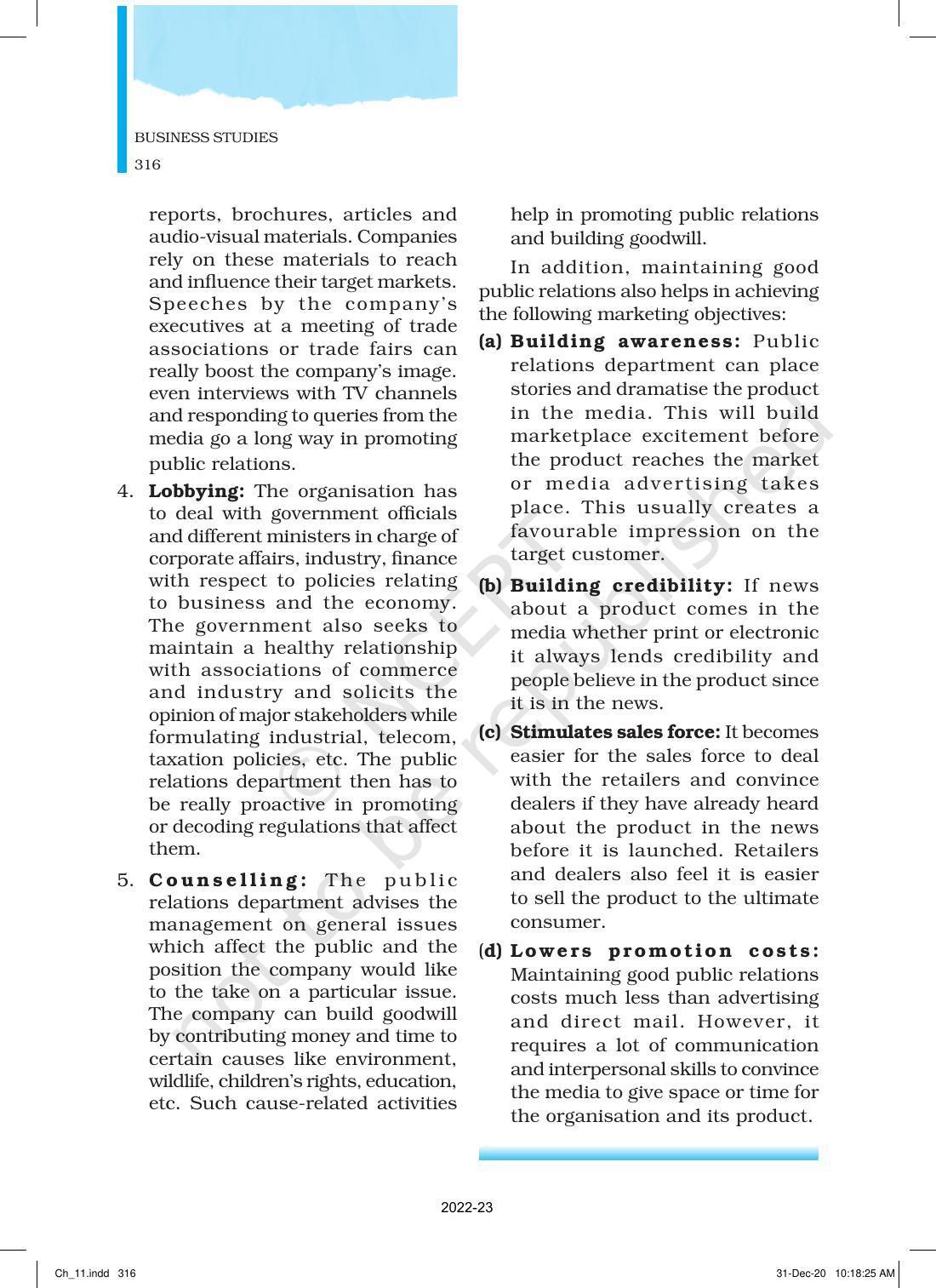 NCERT Book for Class 12 Business Studies Chapter 11 Marketing - Page 41