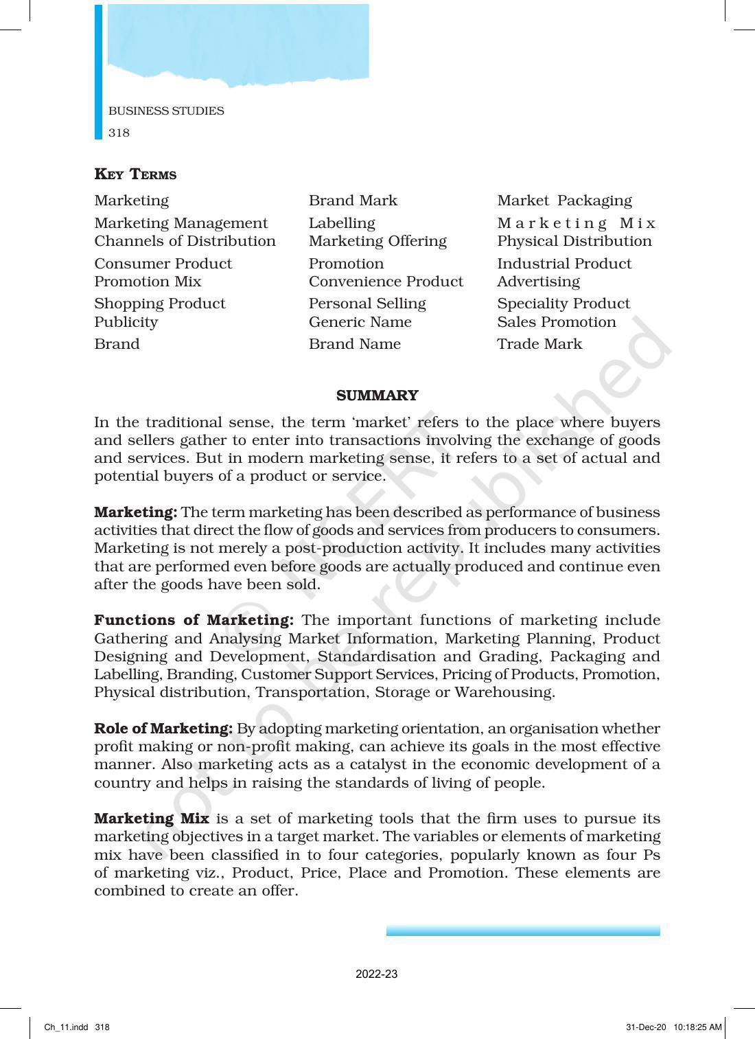 NCERT Book for Class 12 Business Studies Chapter 11 Marketing - Page 43