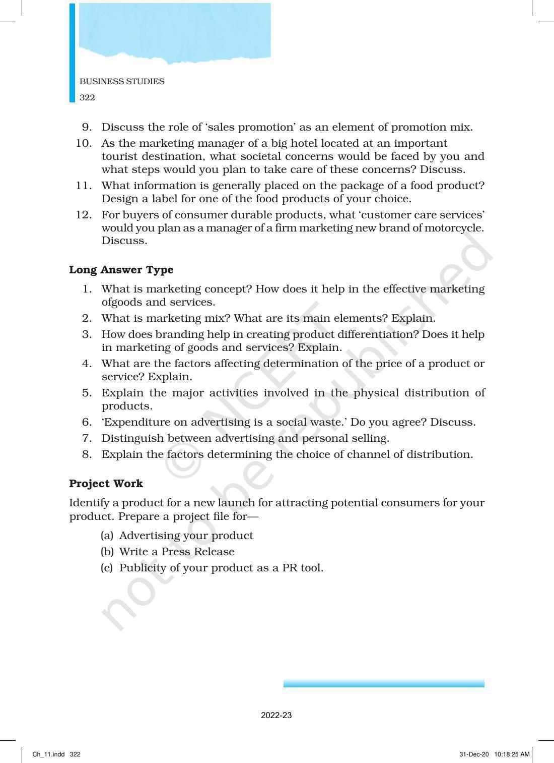 NCERT Book for Class 12 Business Studies Chapter 11 Marketing - Page 47
