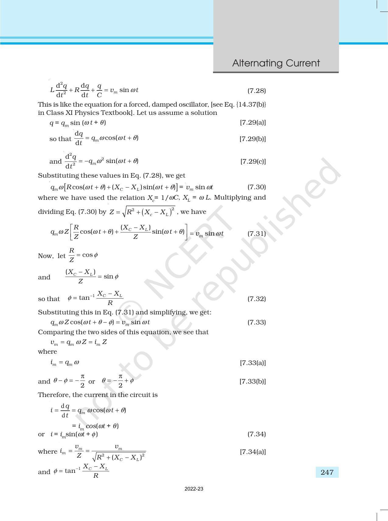 NCERT Book for Class 12 Physics Chapter 7 Alternating Current - Page 15