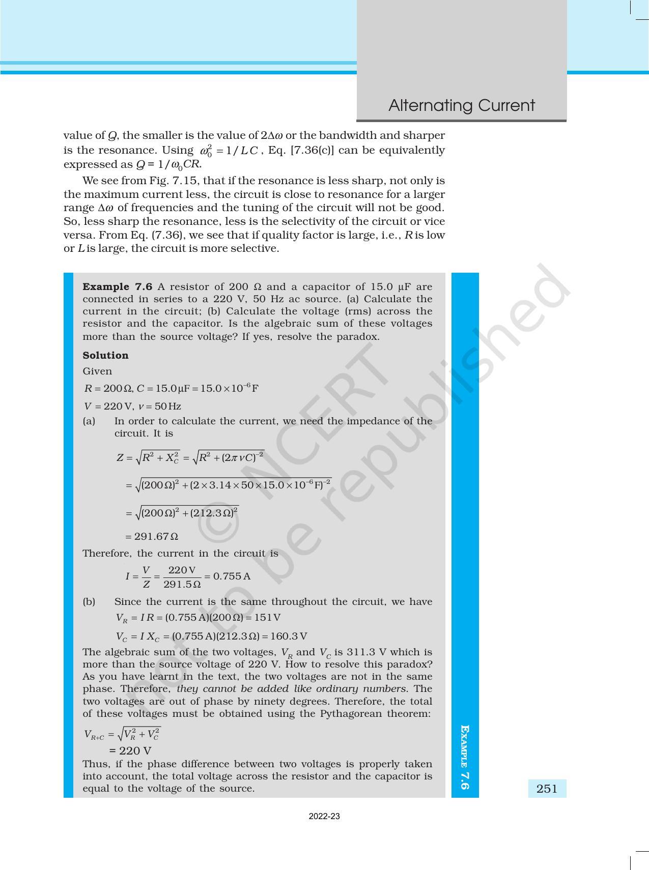 NCERT Book for Class 12 Physics Chapter 7 Alternating Current - Page 19