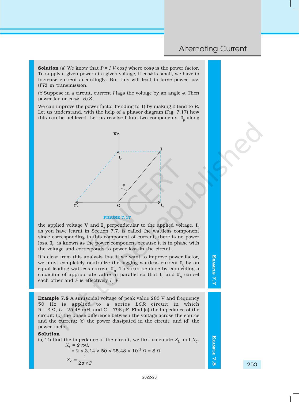 NCERT Book for Class 12 Physics Chapter 7 Alternating Current - Page 21