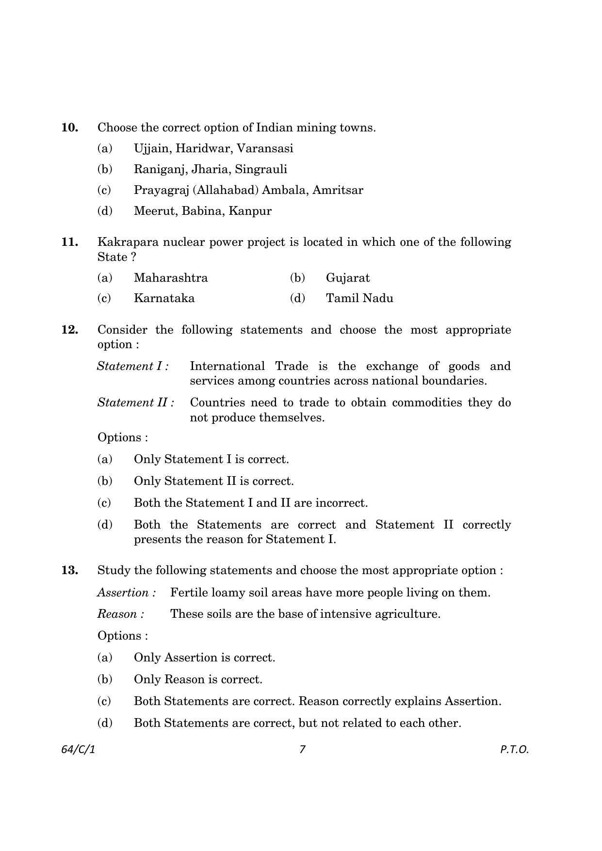 CBSE Class 12 64-1 Geography 2023 (Compartment) Question Paper - Page 7