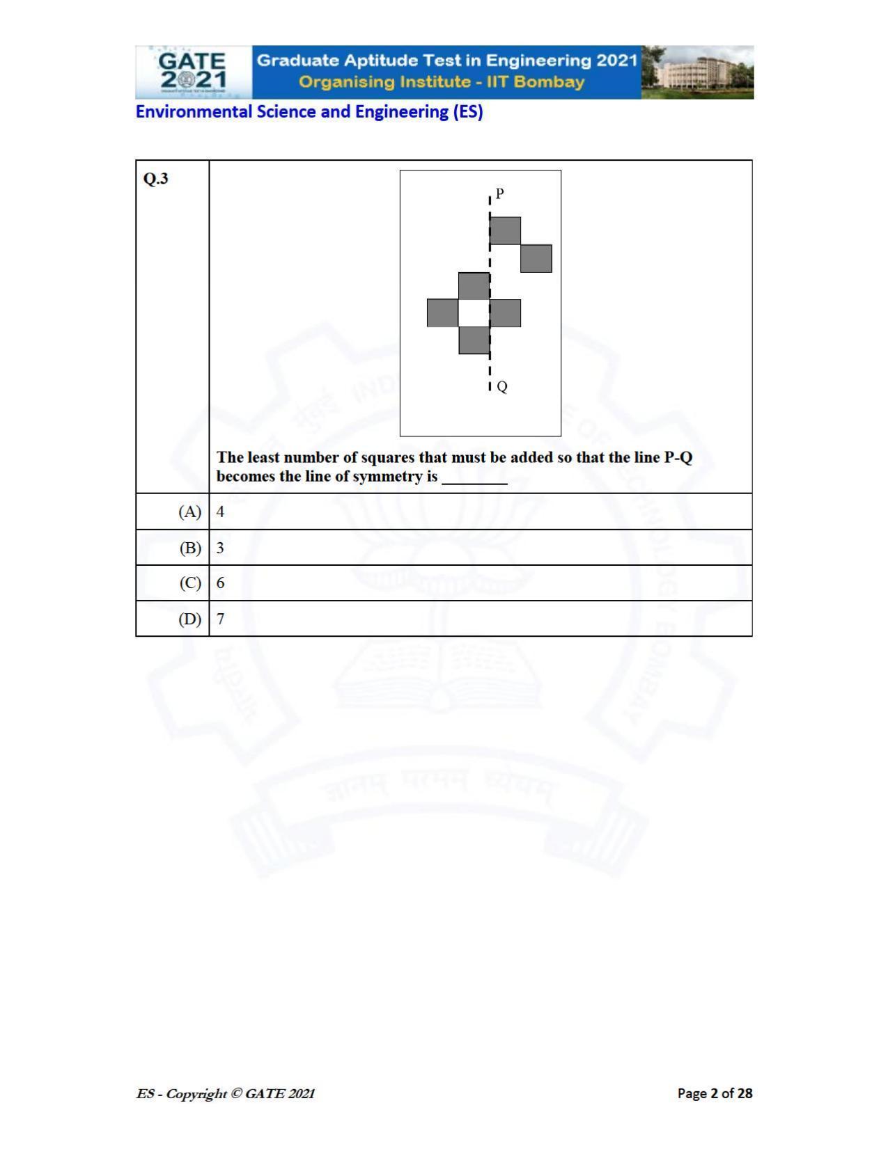 GATE 2021 Environmental Science & Engineering (ES) Question Paper - Page 2