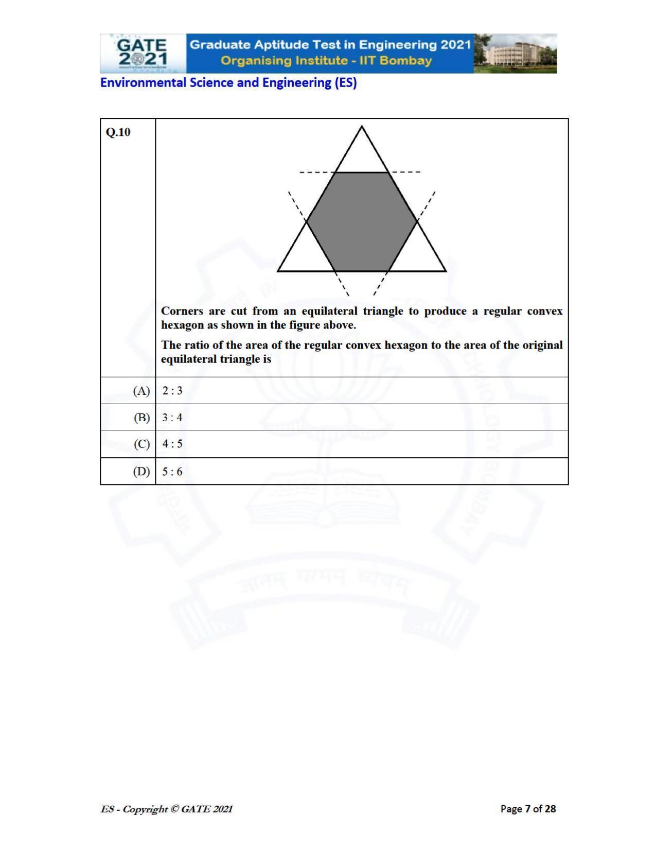GATE 2021 Environmental Science & Engineering (ES) Question Paper - Page 7