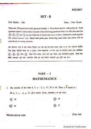 Assam PAT 2017 Question Papers