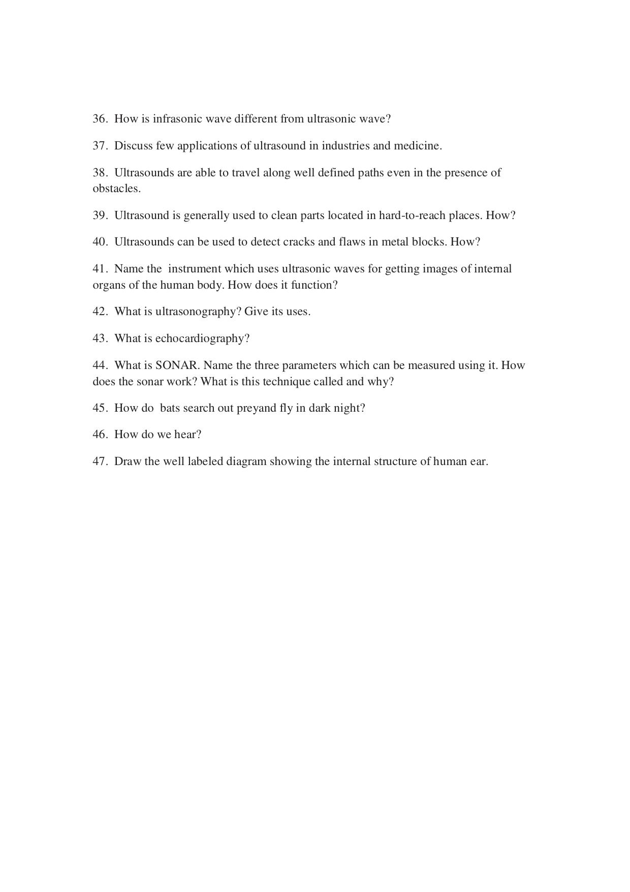 CBSE Worksheets for Class 9 Physics Sound Assignment - Page 3
