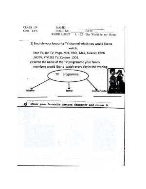 Worksheet for Class 4 Environmental Studies The World in my Home Assignment I