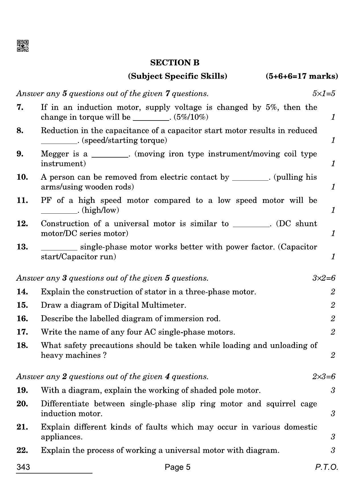 CBSE Class 12 343 Electrical Technology 2022 Compartment Question Paper - Page 5