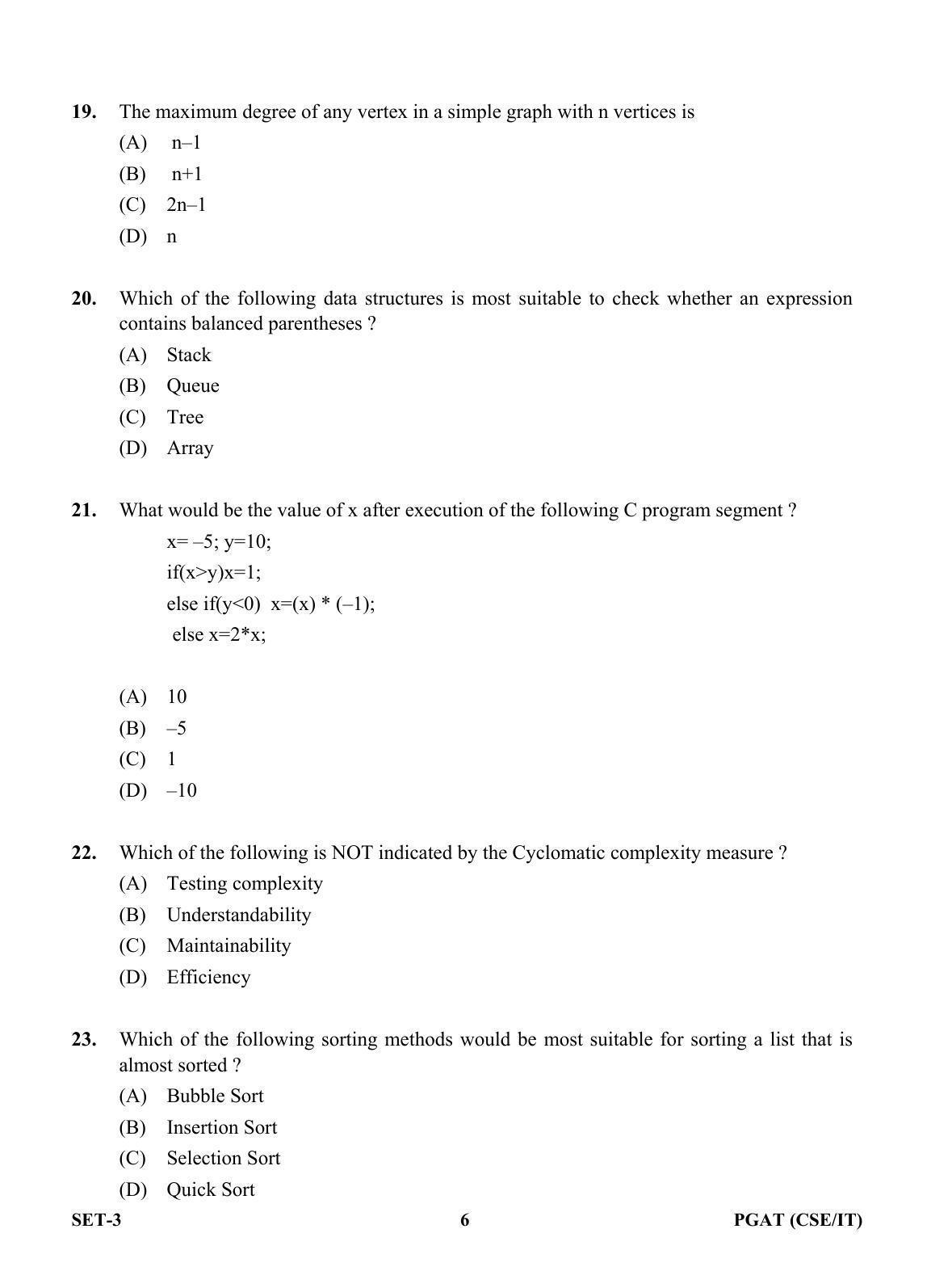 OJEE PGAT 2013 CSE IT SET 3 Question Paper - Page 5
