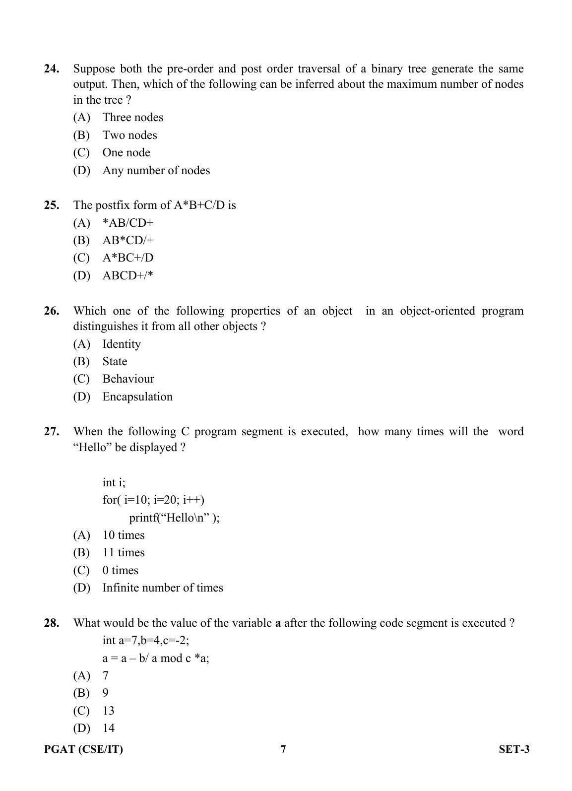 OJEE PGAT 2013 CSE IT SET 3 Question Paper - Page 6