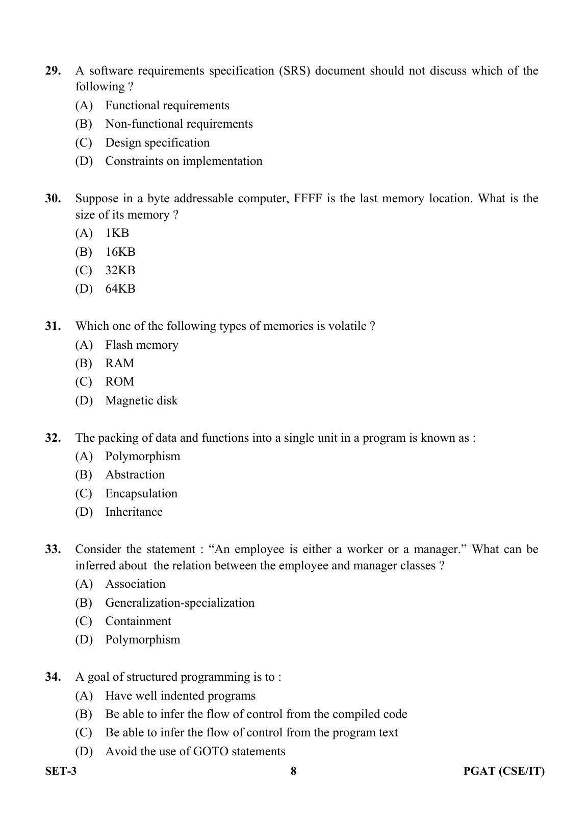 OJEE PGAT 2013 CSE IT SET 3 Question Paper - Page 7