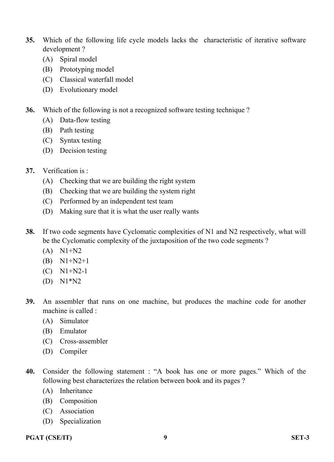 OJEE PGAT 2013 CSE IT SET 3 Question Paper - Page 8