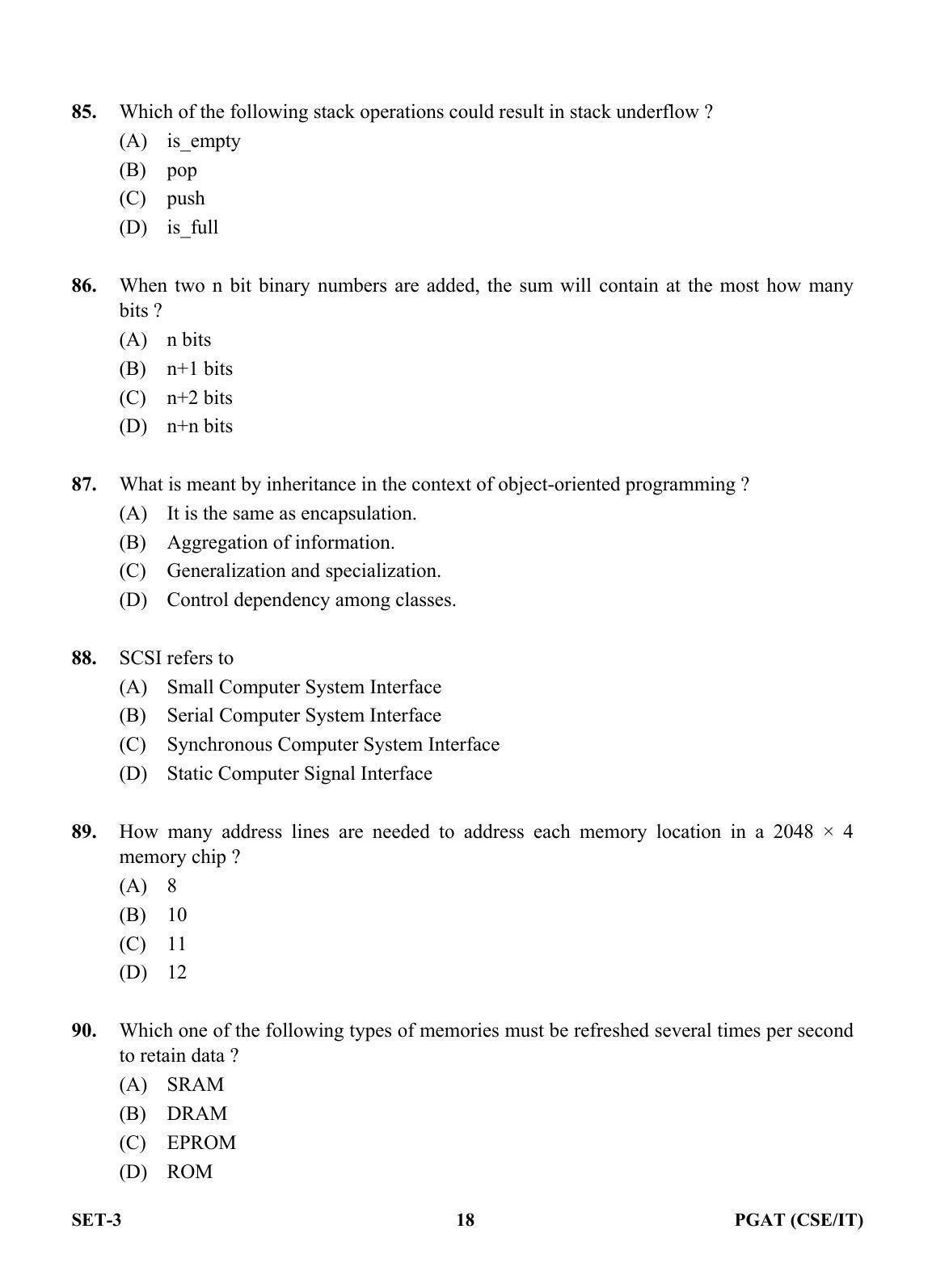 OJEE PGAT 2013 CSE IT SET 3 Question Paper - Page 17