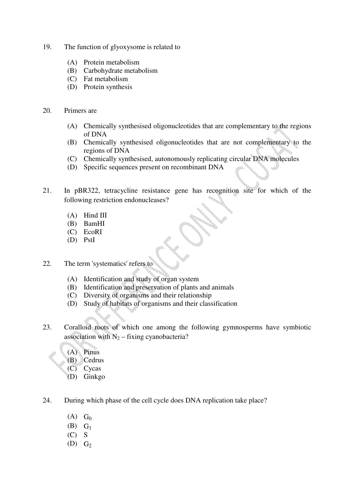 CUSAT CAT 2023 BOTANY Question Paper - Page 4