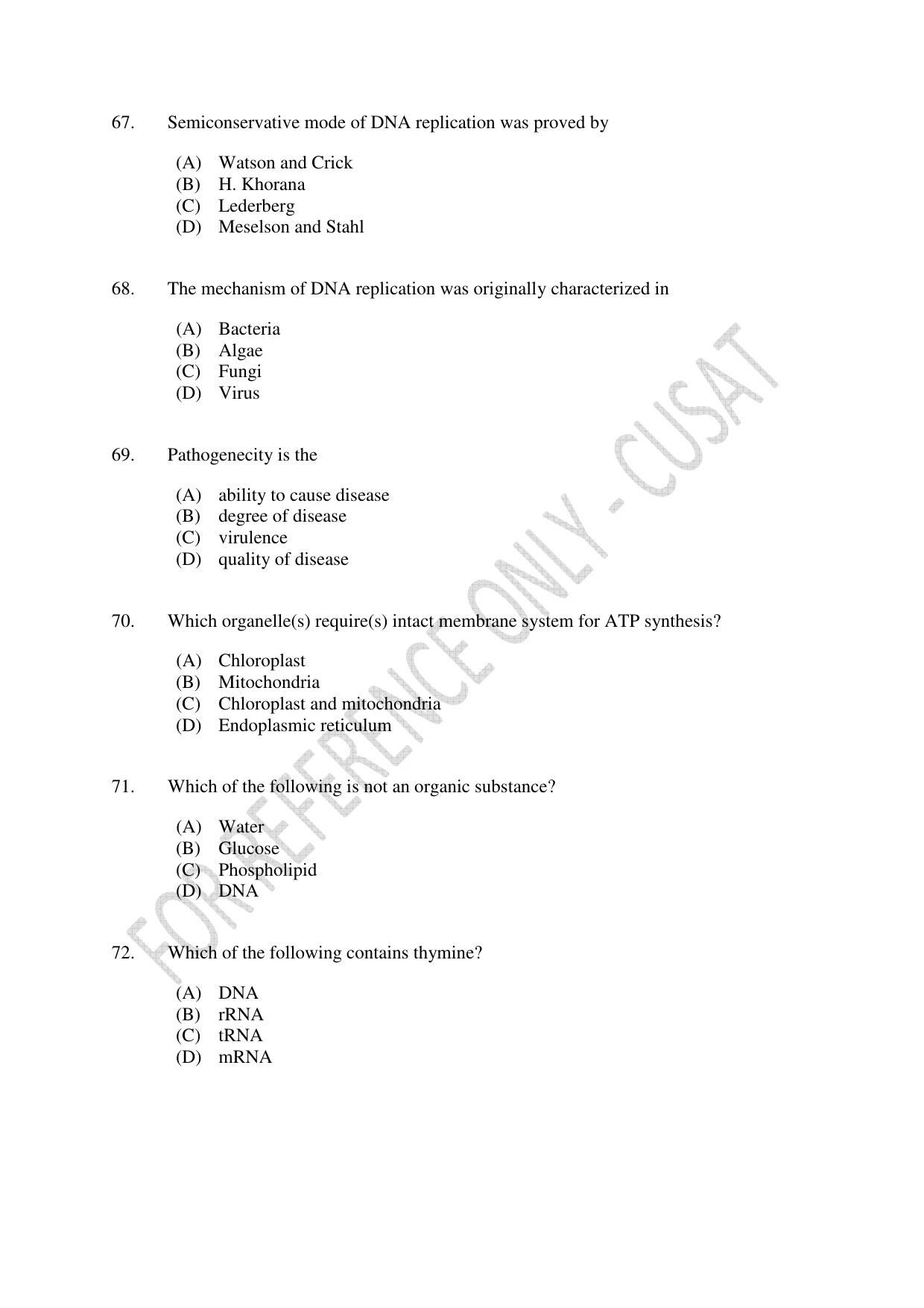 CUSAT CAT 2023 BOTANY Question Paper - Page 12