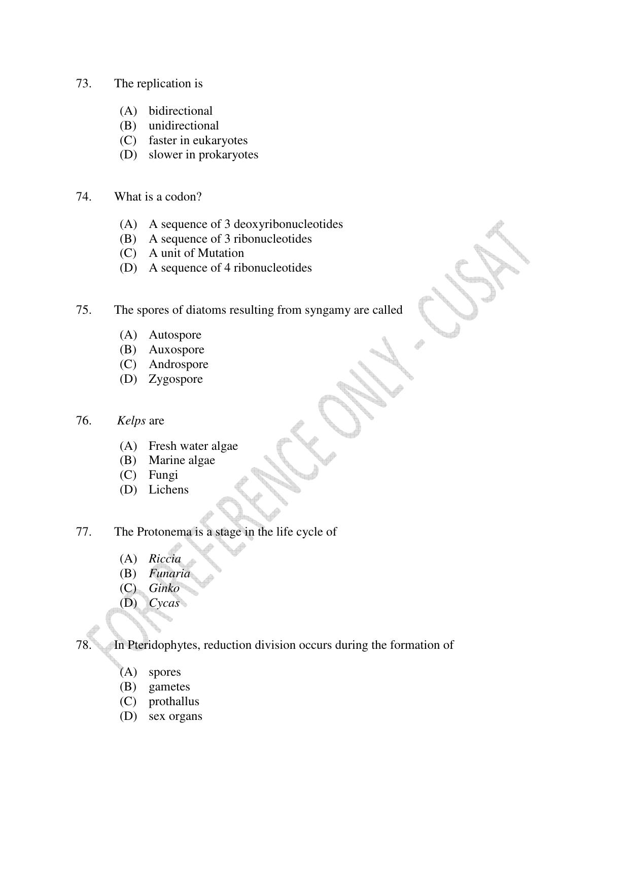 CUSAT CAT 2023 BOTANY Question Paper - Page 13