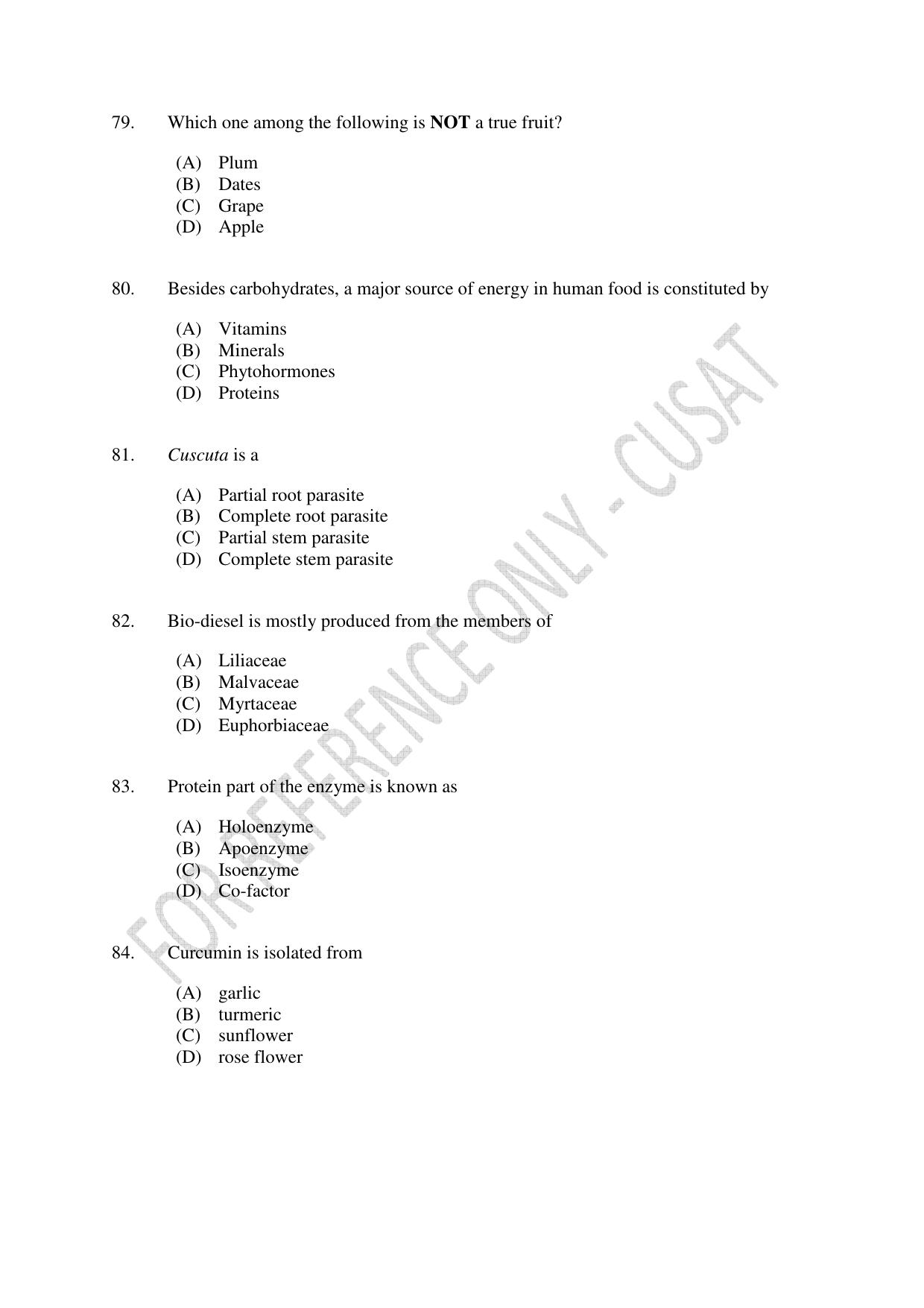 CUSAT CAT 2023 BOTANY Question Paper - Page 14