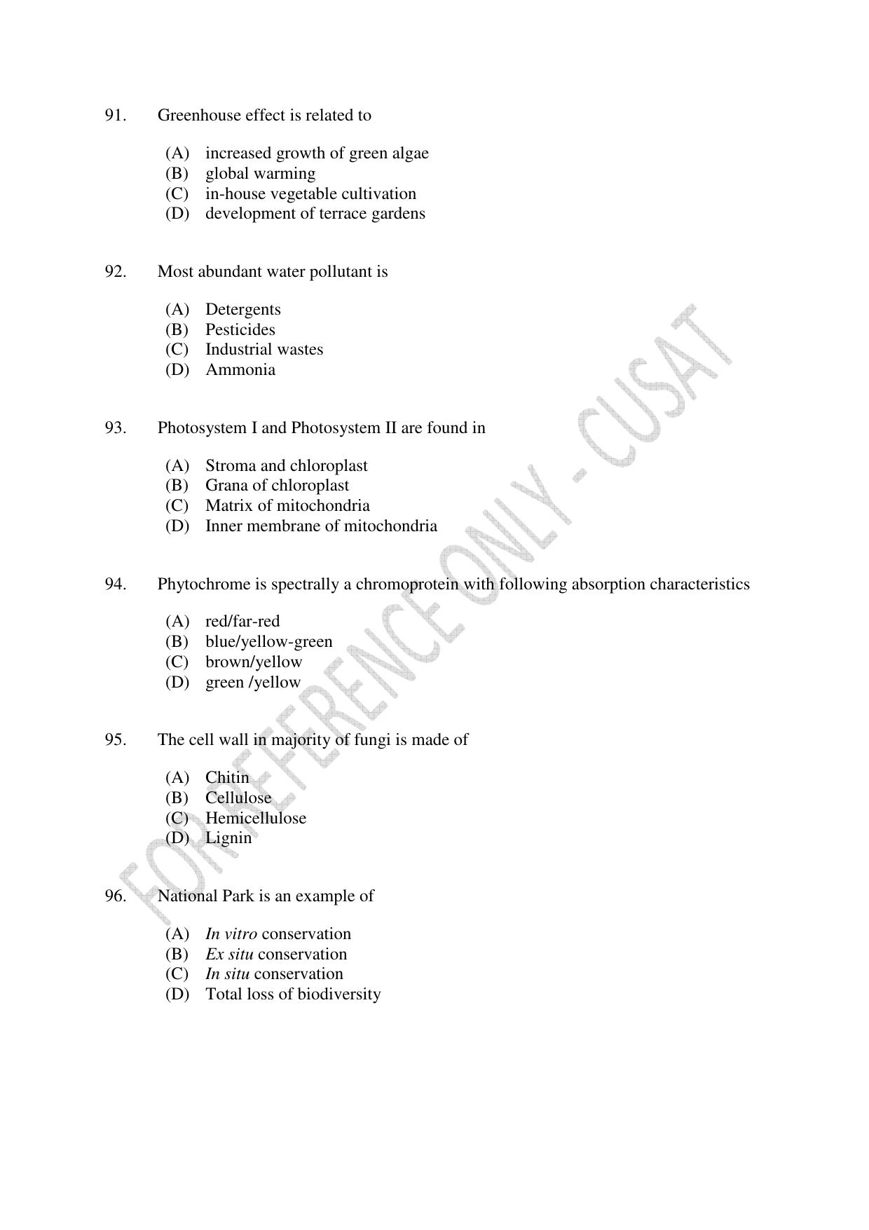 CUSAT CAT 2023 BOTANY Question Paper - Page 16
