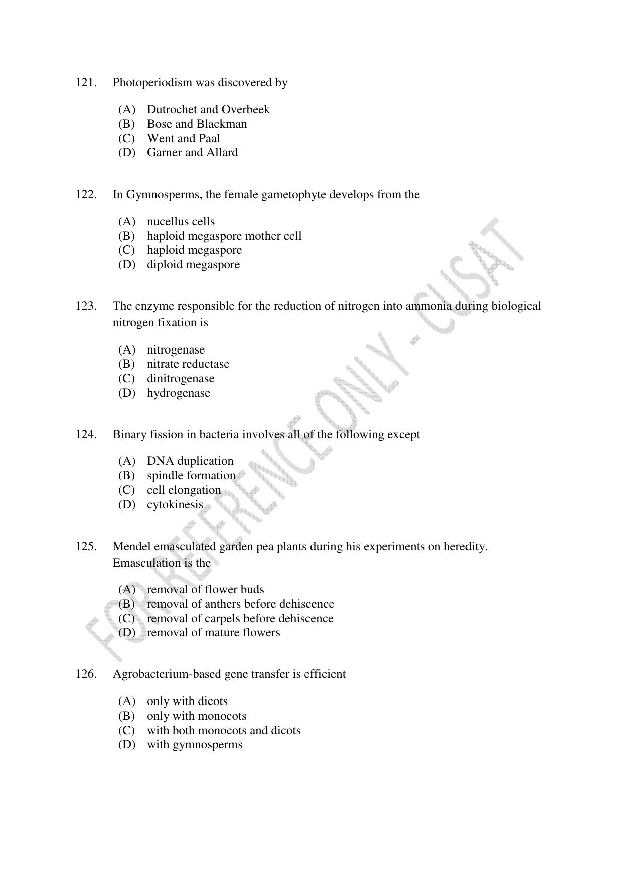 CUSAT CAT 2023 BOTANY Question Paper - Page 21