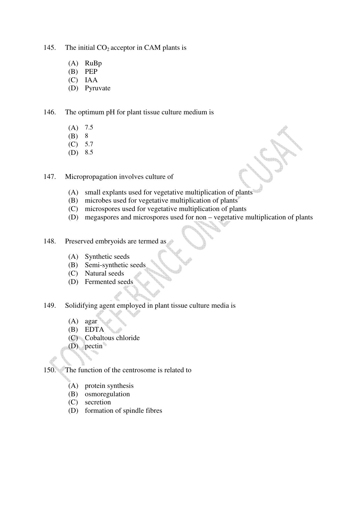 CUSAT CAT 2023 BOTANY Question Paper - Page 25