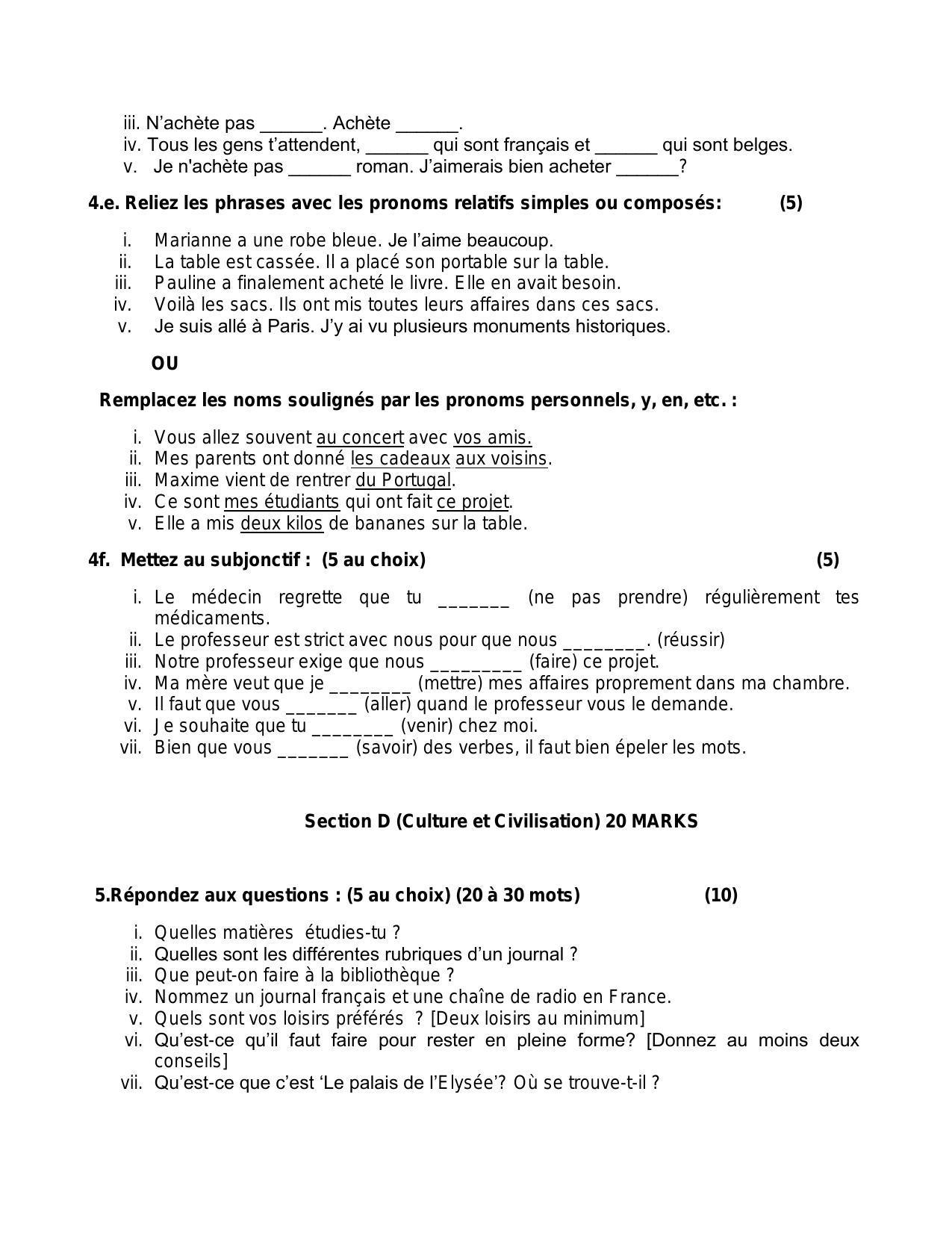 CBSE Class 10 French Sample Paper 2024 - Page 5