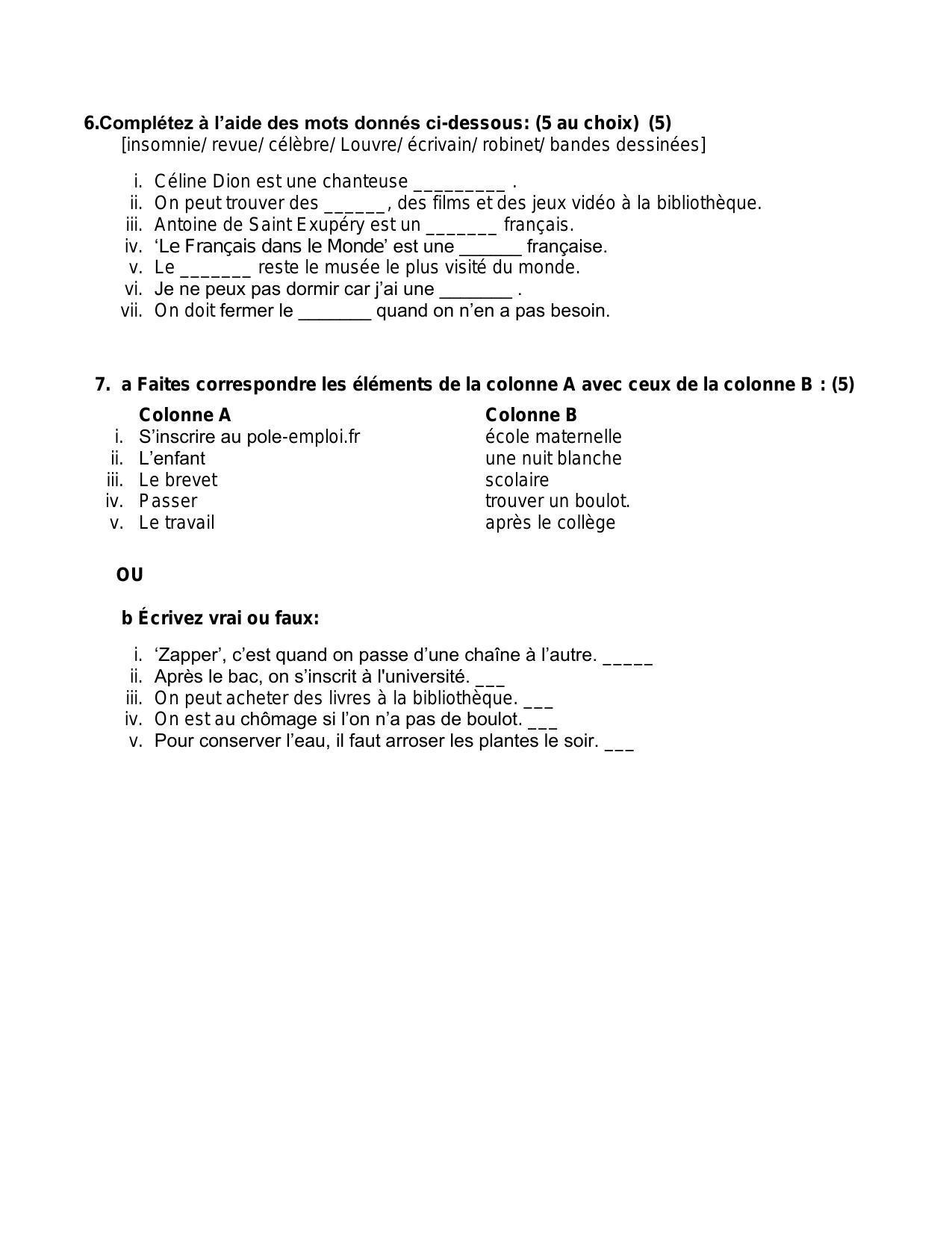 CBSE Class 10 French Sample Paper 2024 - Page 6
