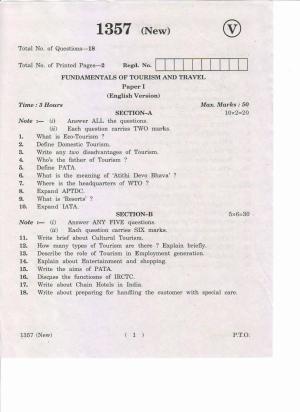 AP Inter 1st Year Fundamentals of Tourism and Travel-I (New) May-2019-Vocational Question Paper