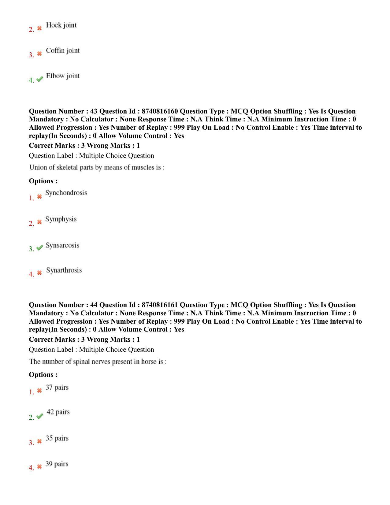 BHU RET Veterinary Anatomy 2020 Question Paper - Page 29