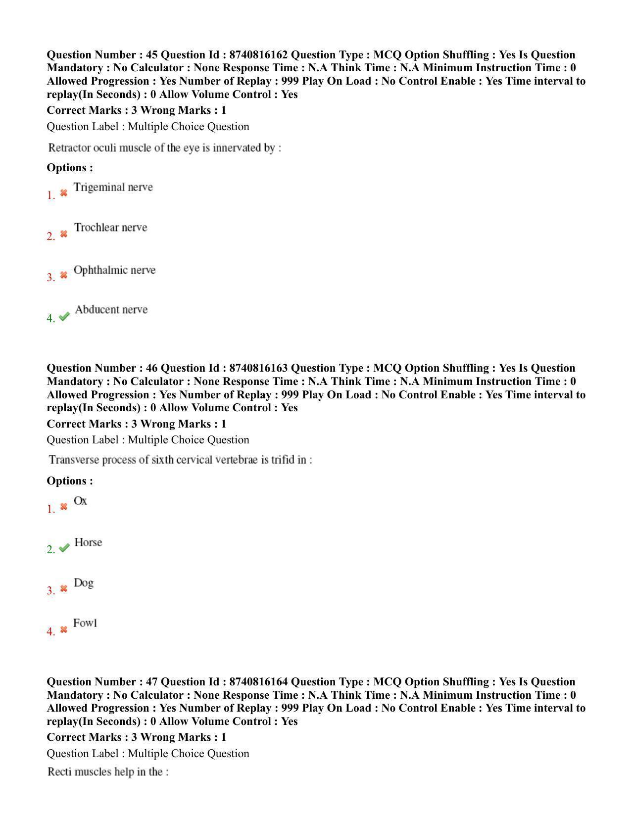 BHU RET Veterinary Anatomy 2020 Question Paper - Page 30