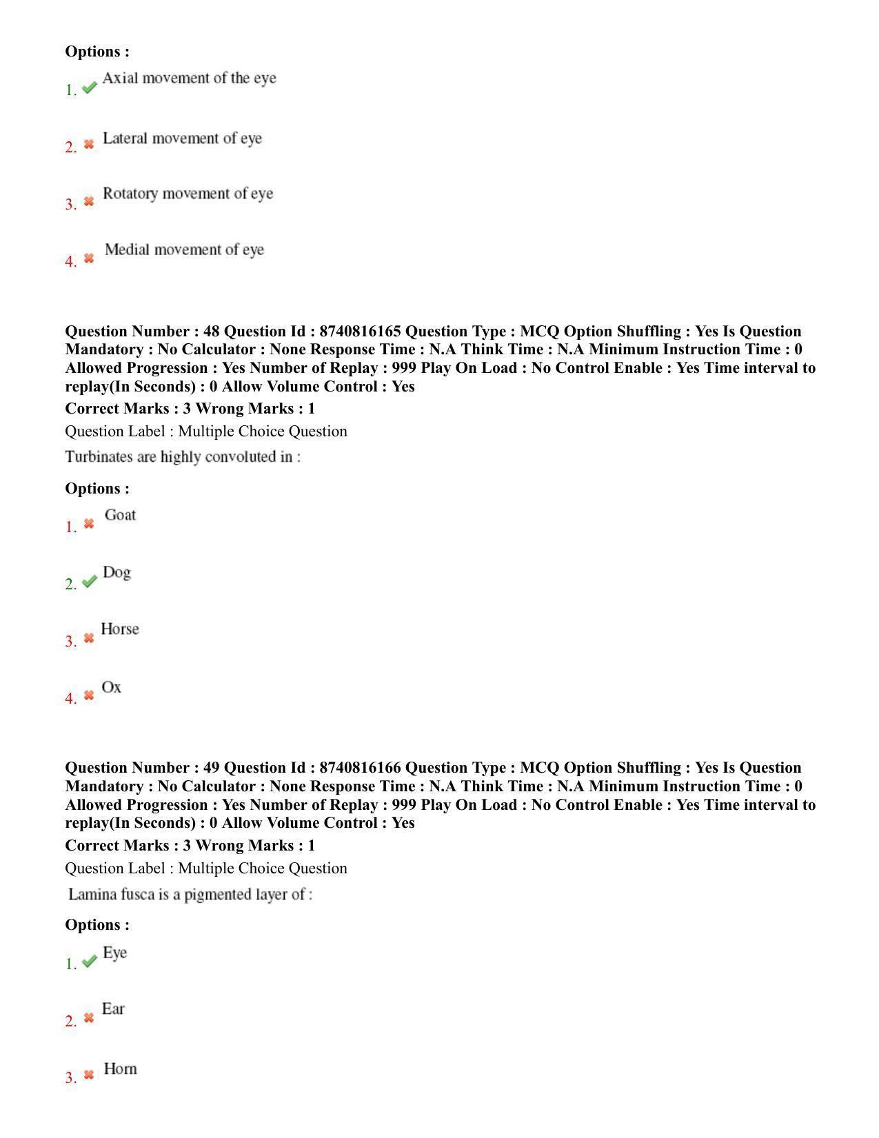 BHU RET Veterinary Anatomy 2020 Question Paper - Page 31