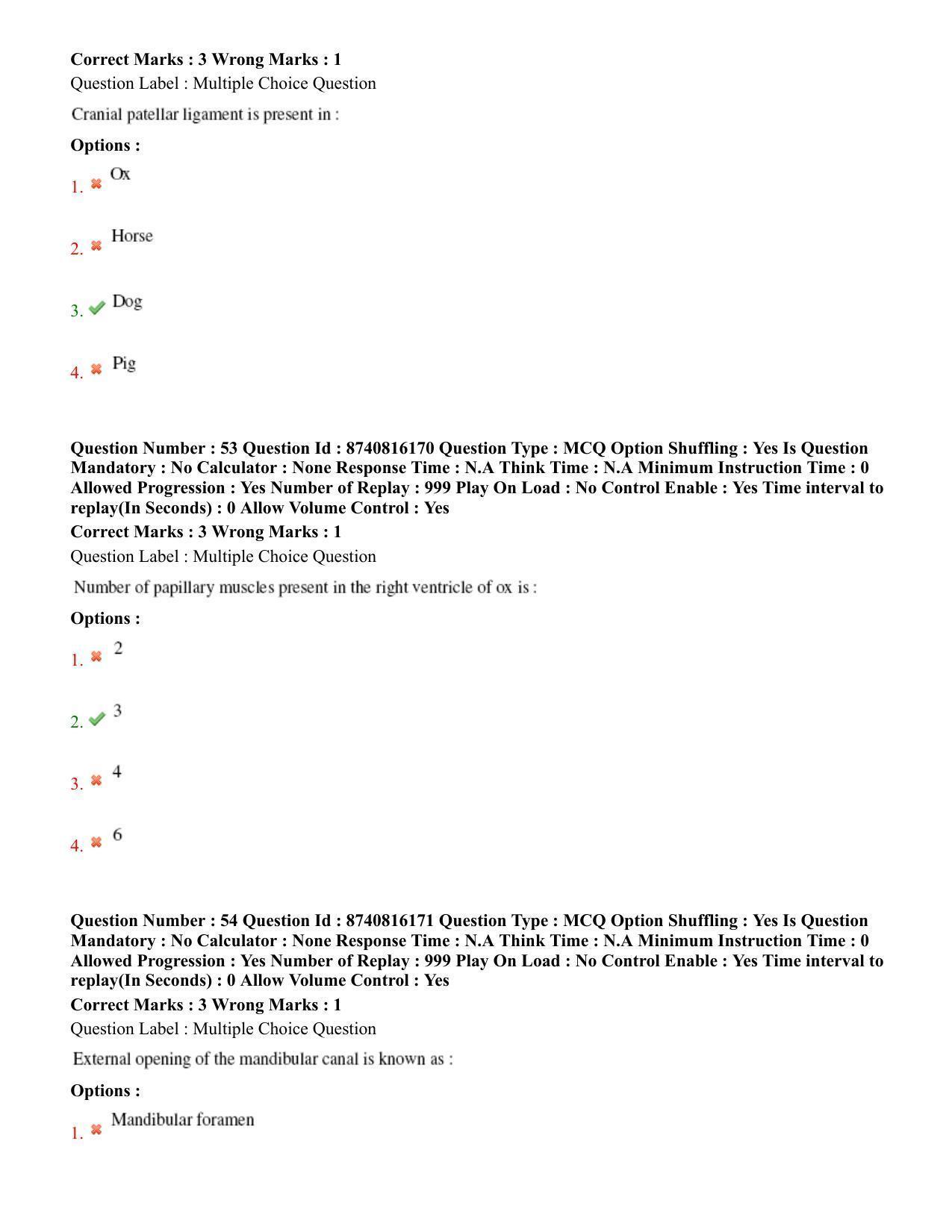 BHU RET Veterinary Anatomy 2020 Question Paper - Page 33