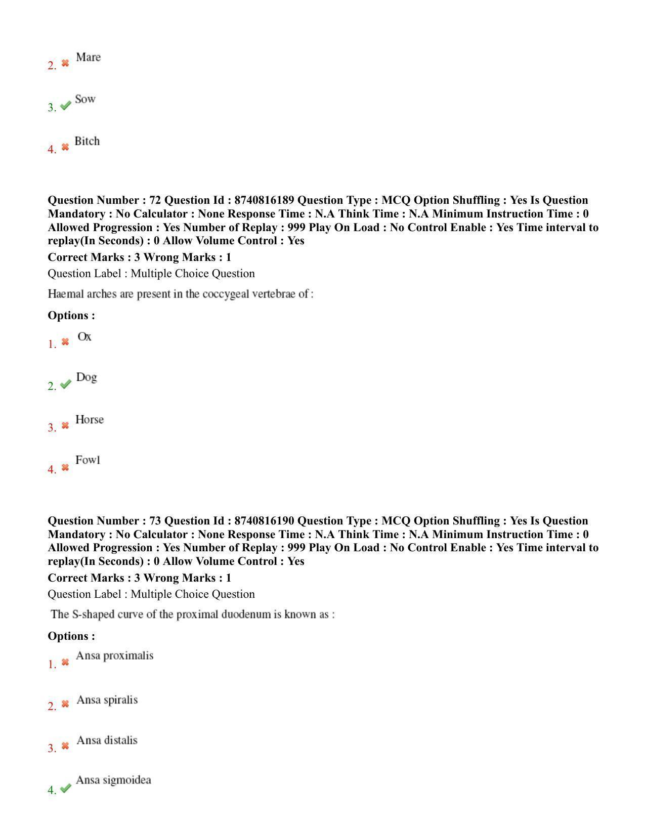 BHU RET Veterinary Anatomy 2020 Question Paper - Page 41