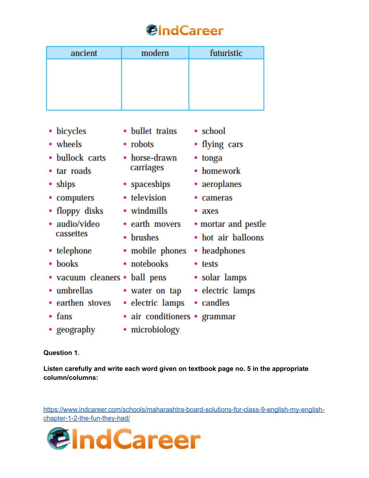 Maharashtra Board Solutions for Class 9- English (My English): Chapter 1.2- The Fun they Had - Page 3