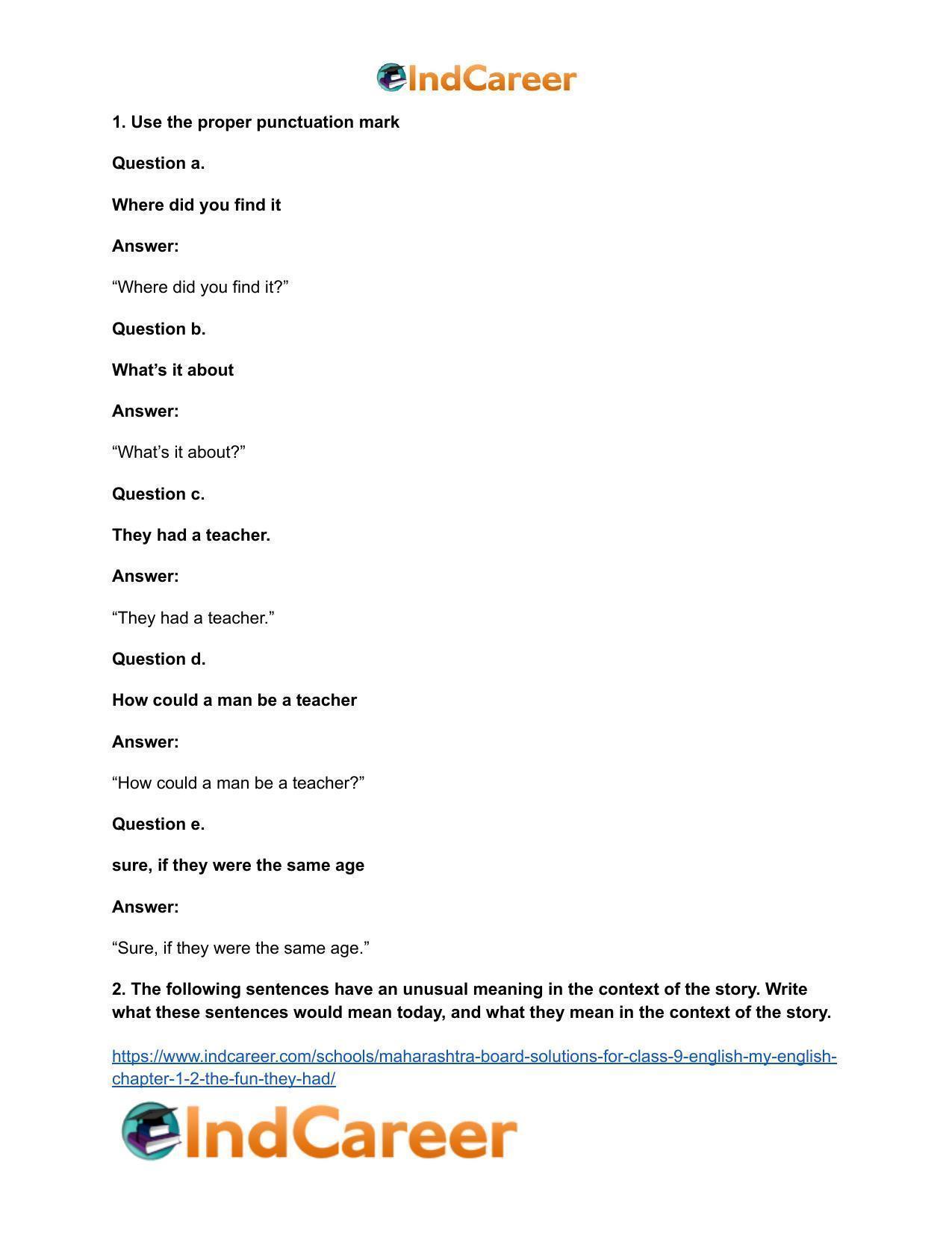 Maharashtra Board Solutions for Class 9- English (My English): Chapter 1.2- The Fun they Had - Page 5