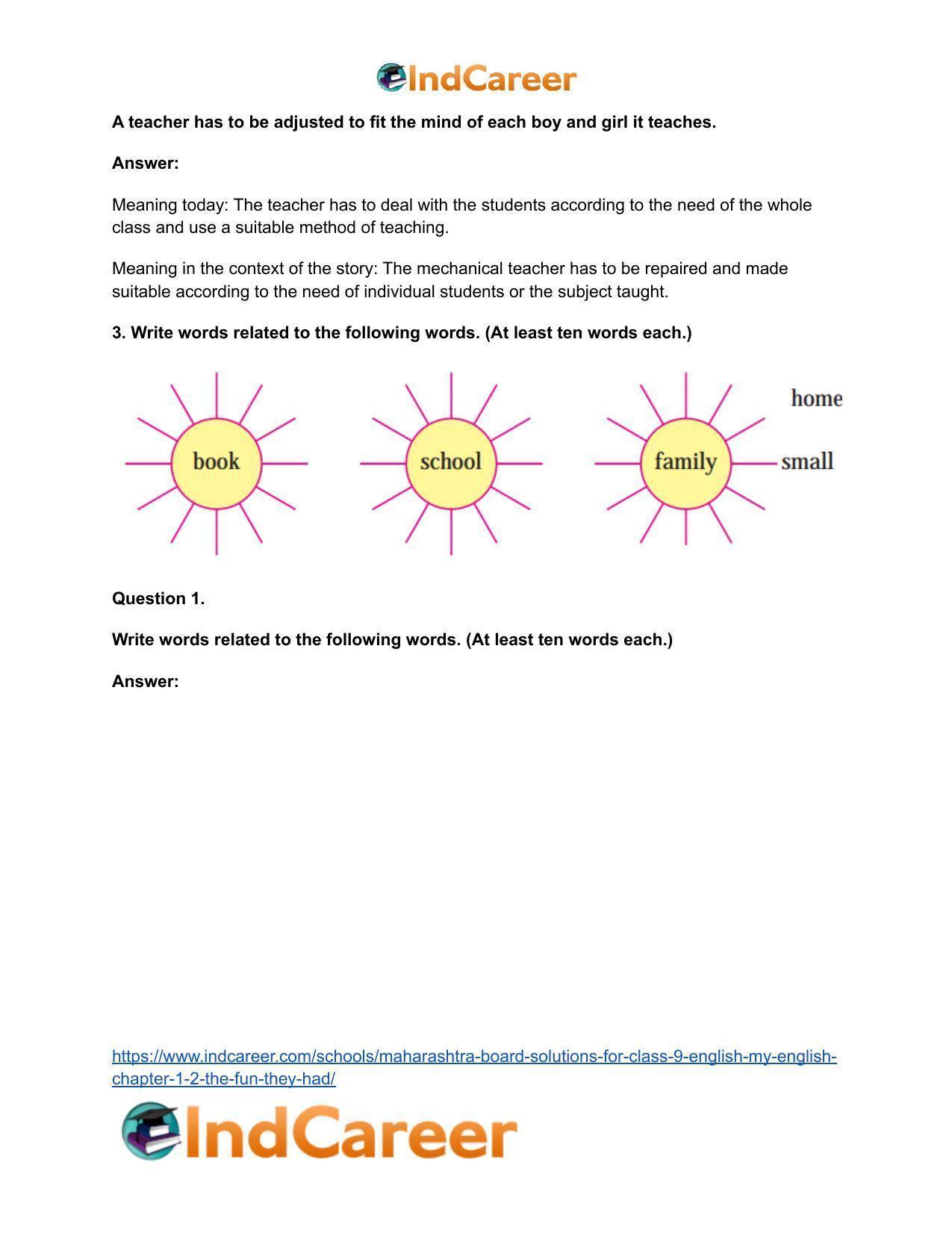 Maharashtra Board Solutions for Class 9- English (My English): Chapter 1.2- The Fun they Had - Page 7