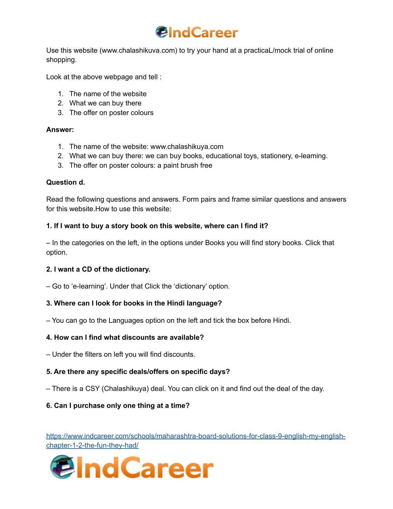 Maharashtra Board Solutions for Class 9- English (My English): Chapter 1.2- The Fun they Had - Page 14