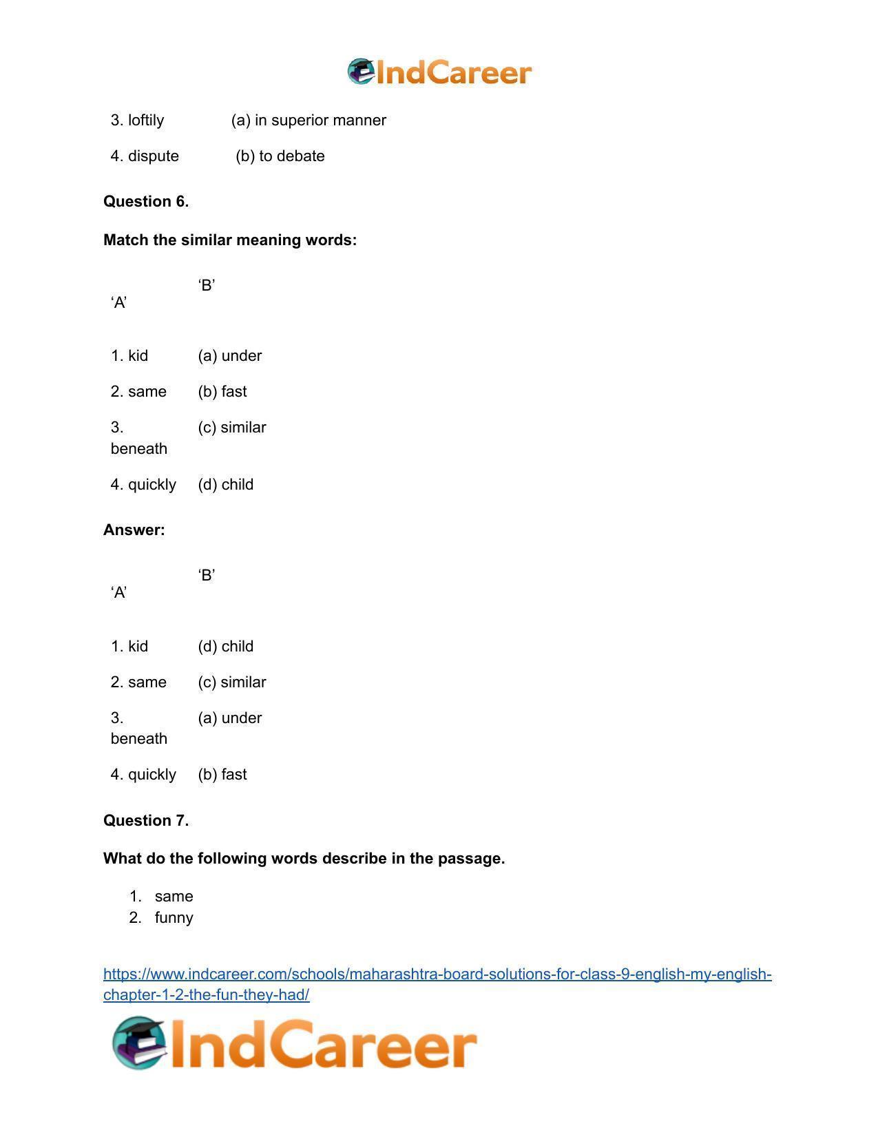 Maharashtra Board Solutions for Class 9- English (My English): Chapter 1.2- The Fun they Had - Page 25