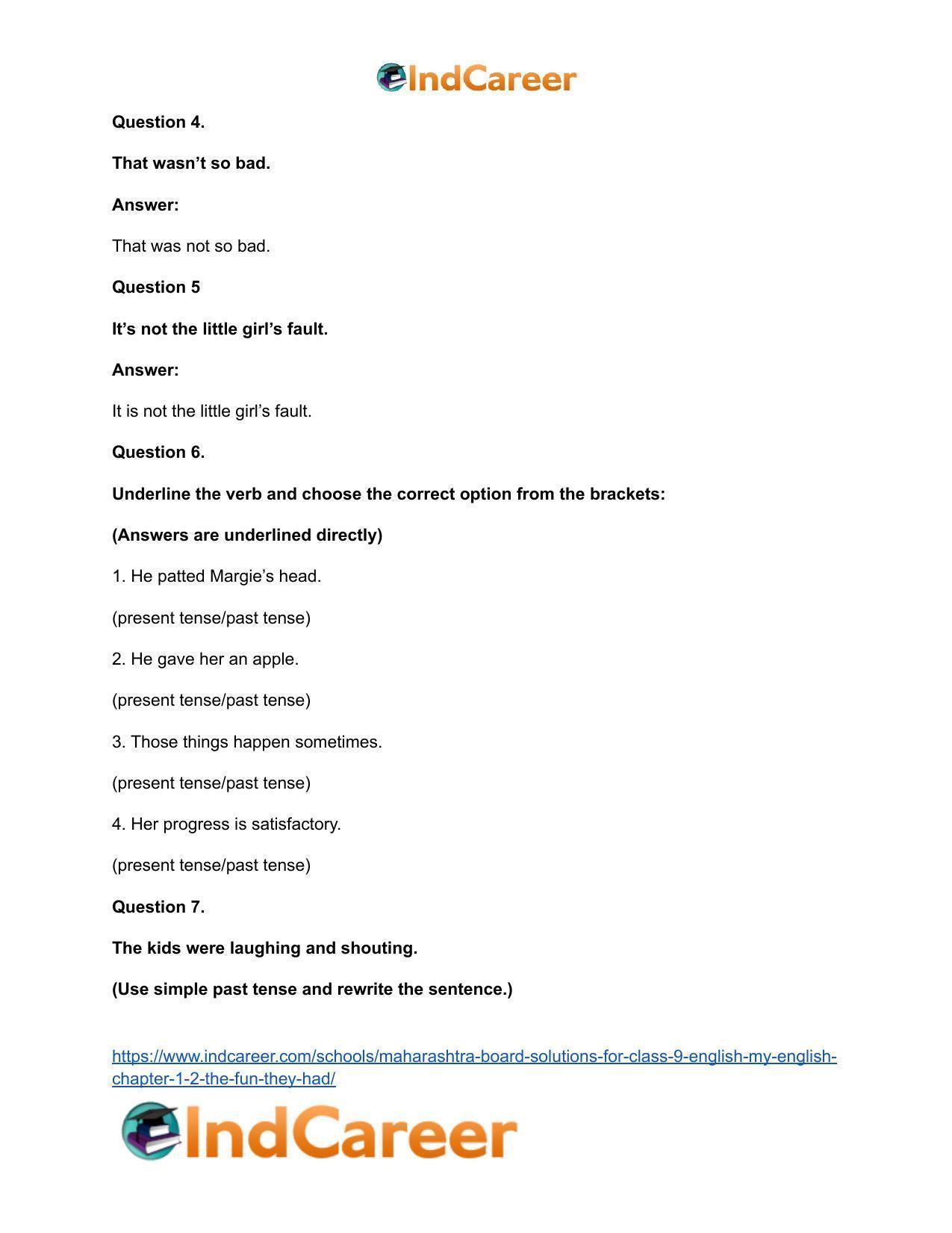 Maharashtra Board Solutions for Class 9- English (My English): Chapter 1.2- The Fun they Had - Page 27