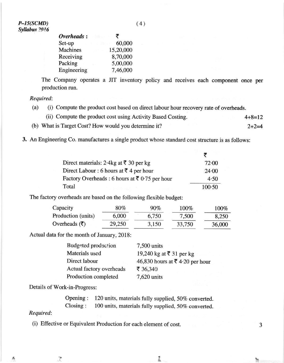 ICMAI June 2018 Strategic Cost Management- Decision Making Question Paper (Final) - Page 4