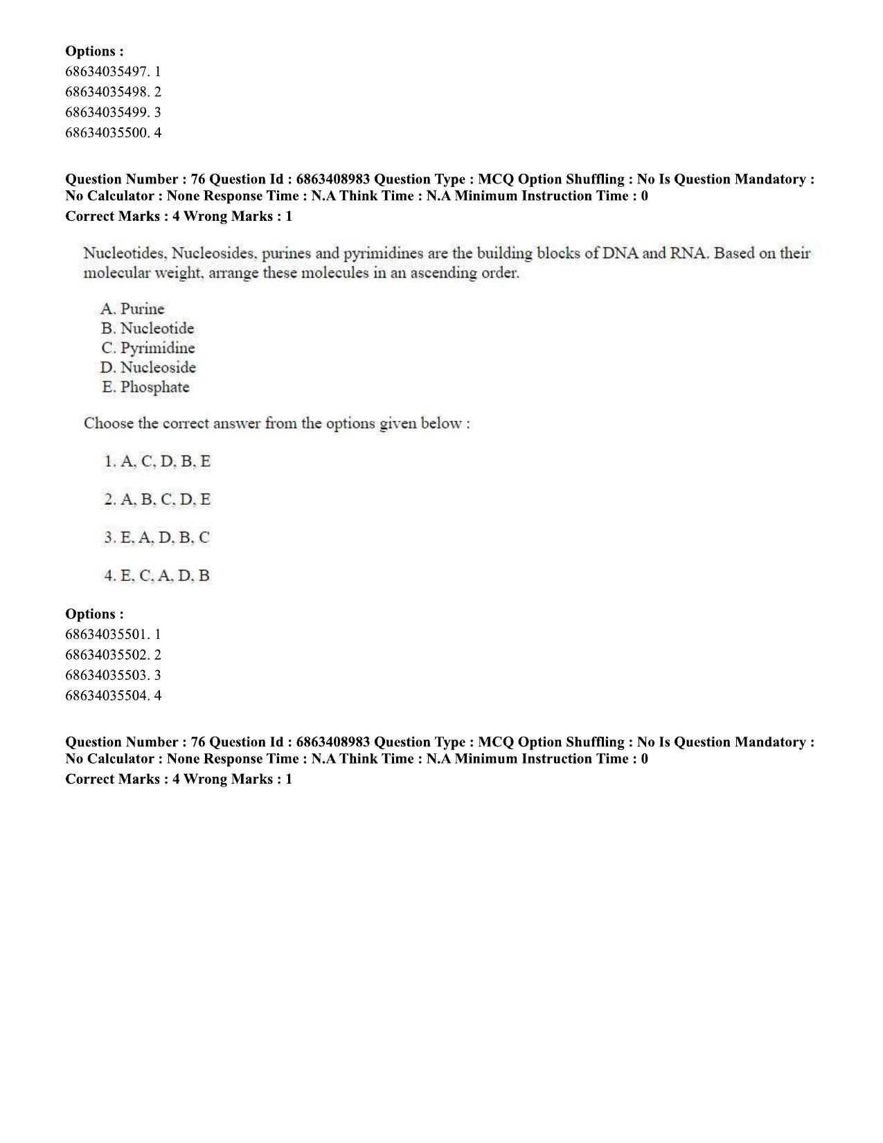 CUET PG 2023: SCQP05 – Biochemistry (Eng.)-shift 3 (07-06-2023) Question Paper - Page 73