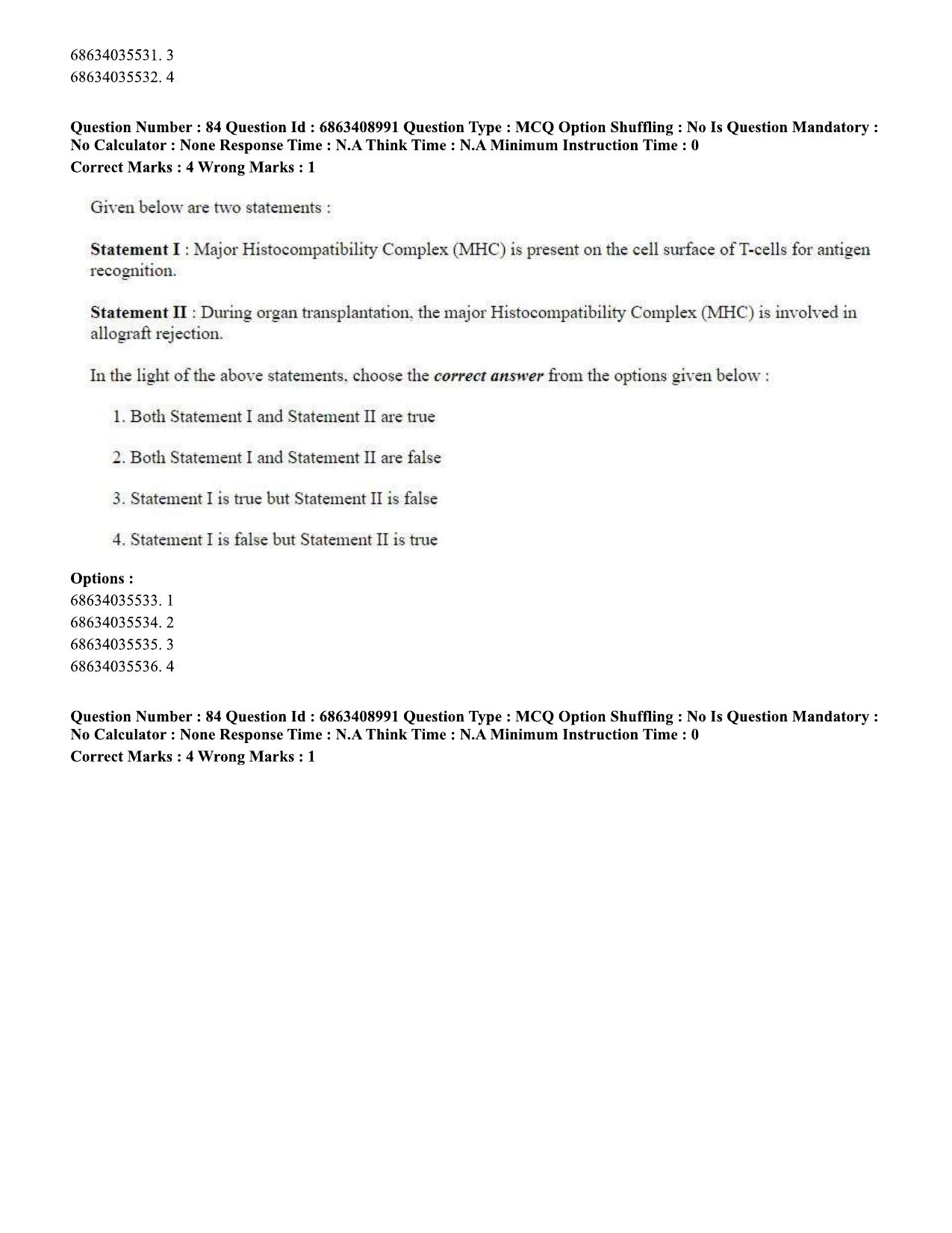 CUET PG 2023: SCQP05 – Biochemistry (Eng.)-shift 3 (07-06-2023) Question Paper - Page 83