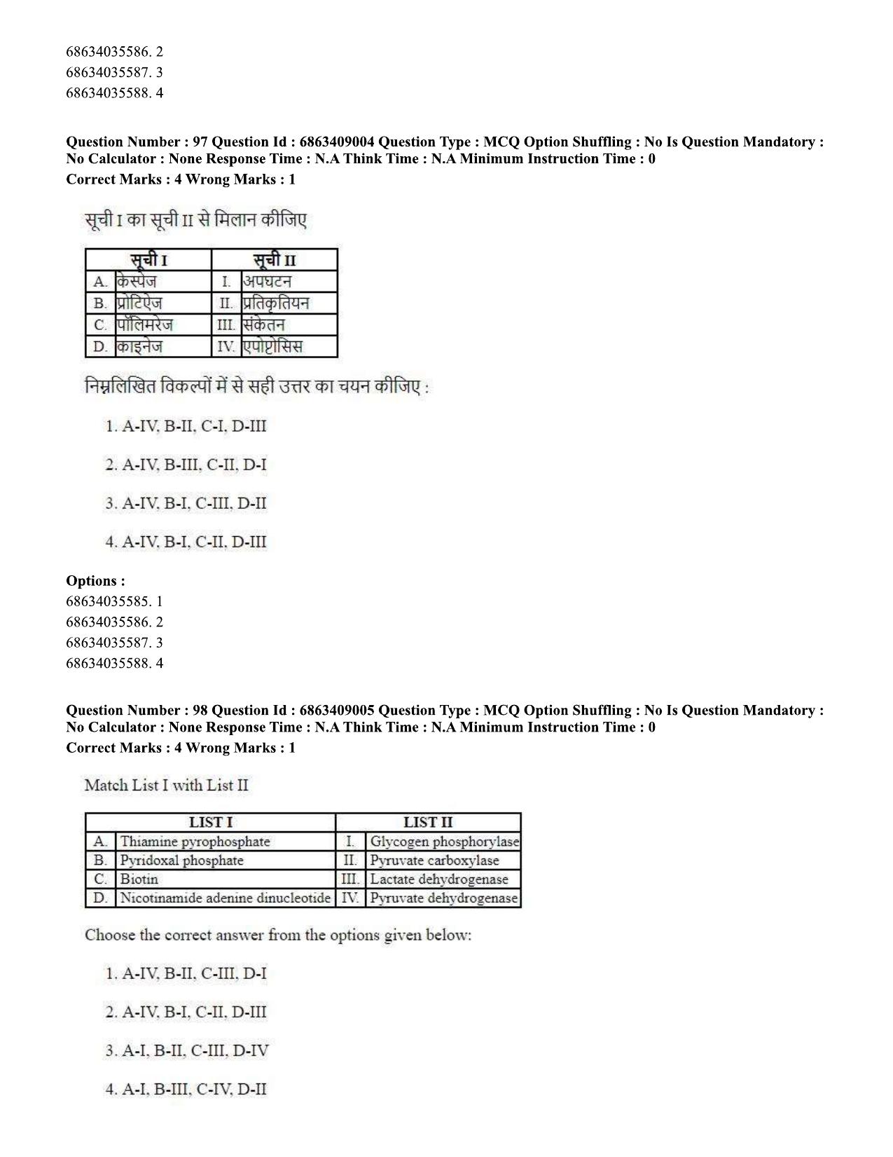 CUET PG 2023: SCQP05 – Biochemistry (Eng.)-shift 3 (07-06-2023) Question Paper - Page 99