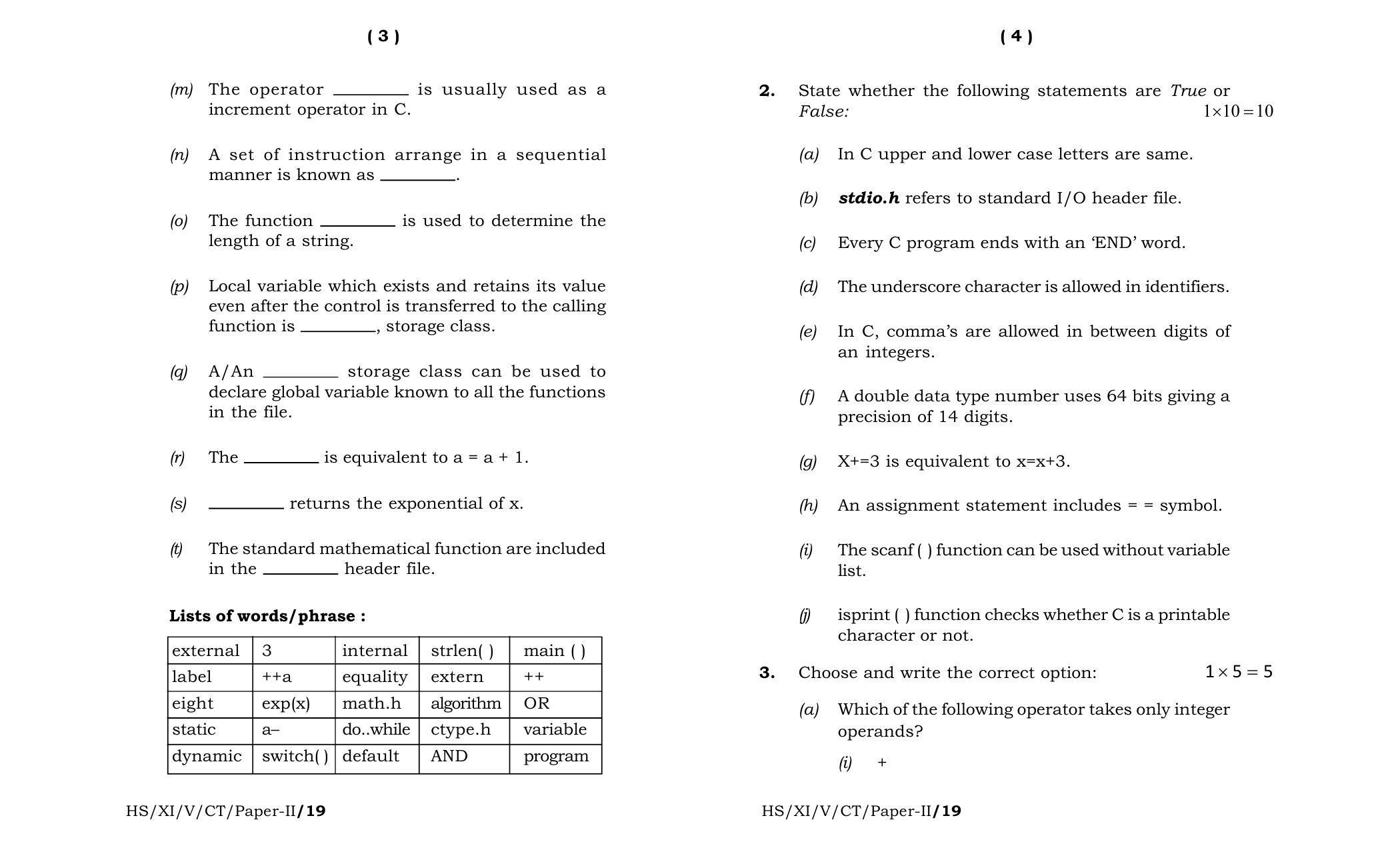 Meghalaya Board (MBOSE) Class 11 Computer_Technique__Paper_-_II_ 2019 Question Paper - Page 2