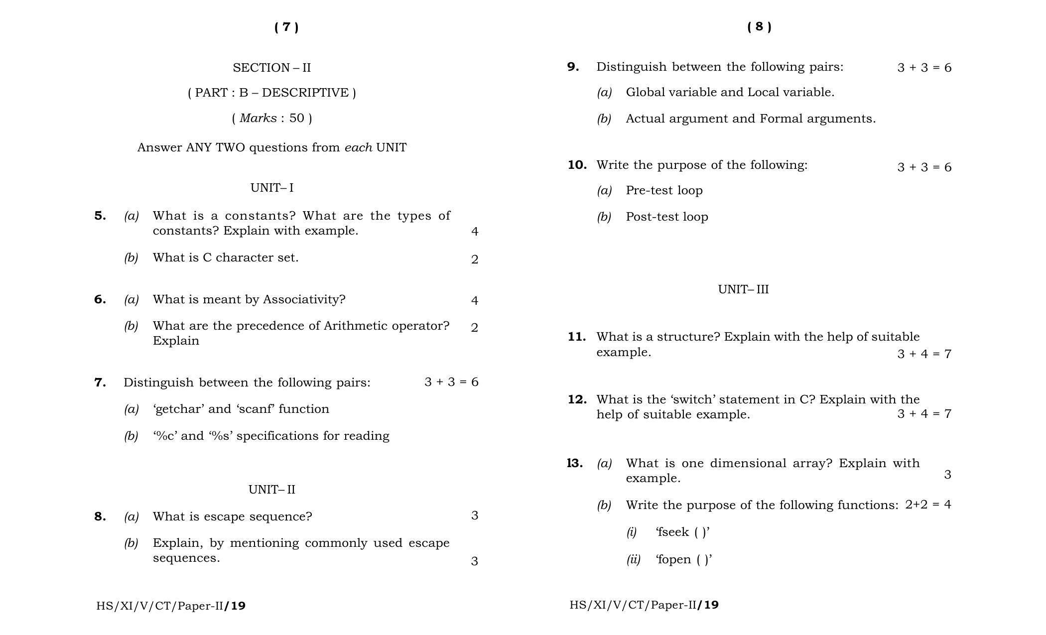 Meghalaya Board (MBOSE) Class 11 Computer_Technique__Paper_-_II_ 2019 Question Paper - Page 4