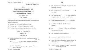 Meghalaya Board (MBOSE) Class 11 Computer_Technique__Paper_-_II_ 2019 Question Paper