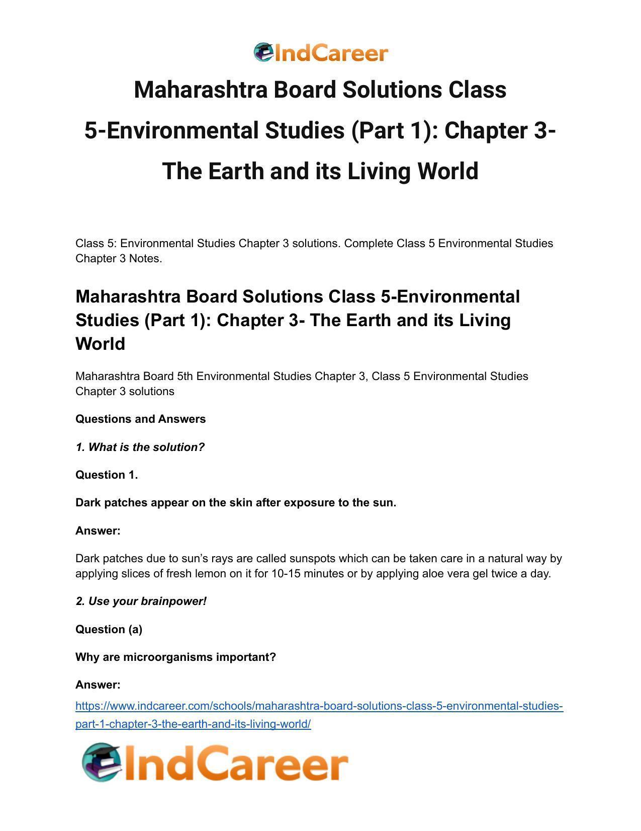 Maharashtra Board Solutions Class 5-Environmental Studies (Part 1): Chapter 3- The Earth and its Living World - Page 2