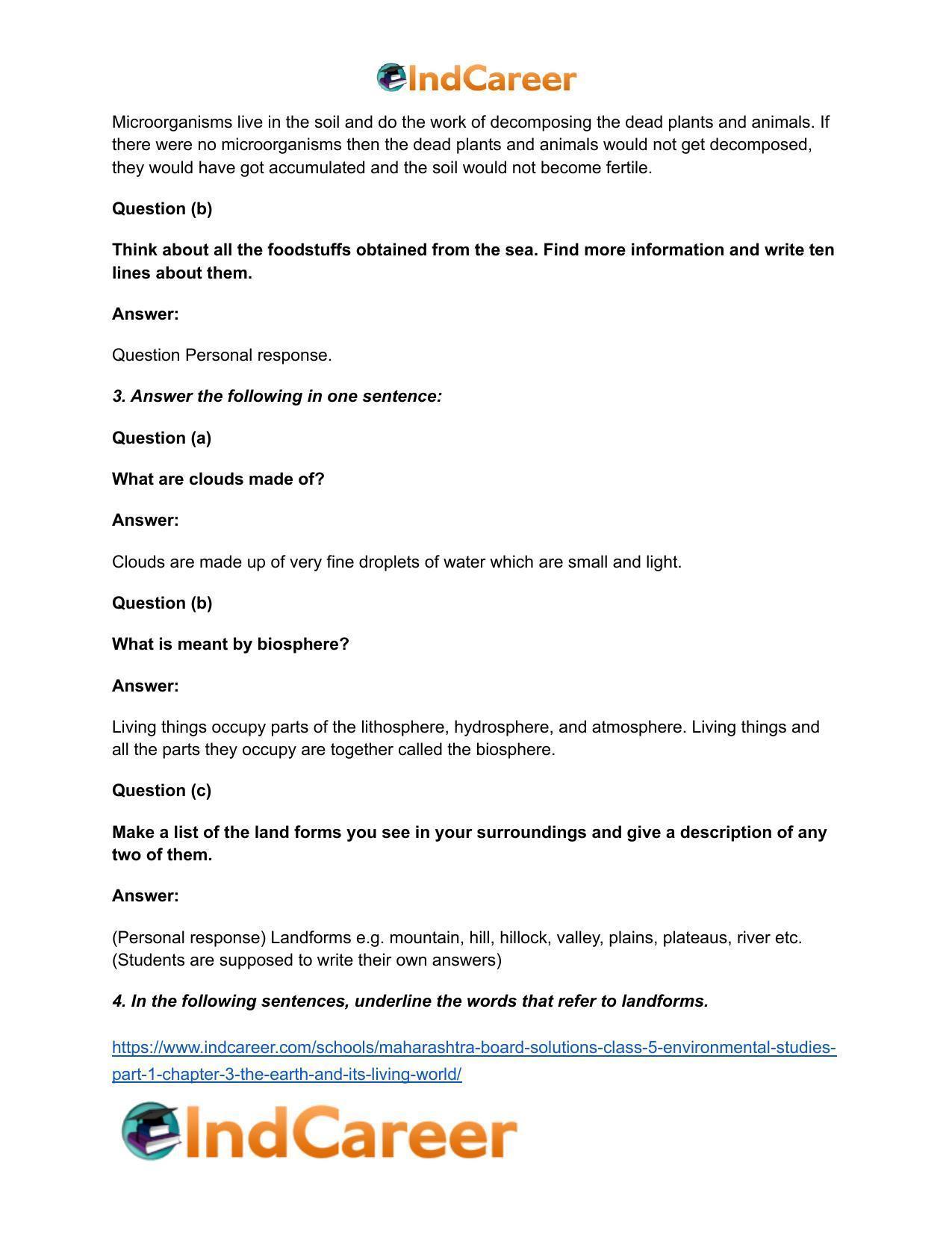 Maharashtra Board Solutions Class 5-Environmental Studies (Part 1): Chapter 3- The Earth and its Living World - Page 3
