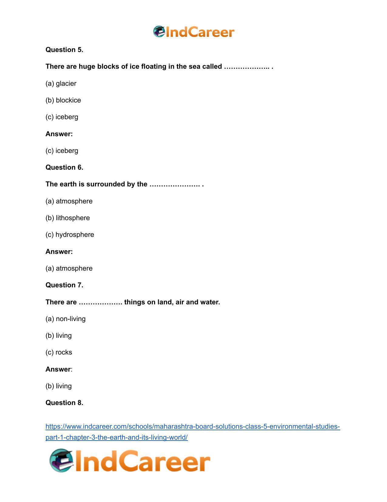 Maharashtra Board Solutions Class 5-Environmental Studies (Part 1): Chapter 3- The Earth and its Living World - Page 10
